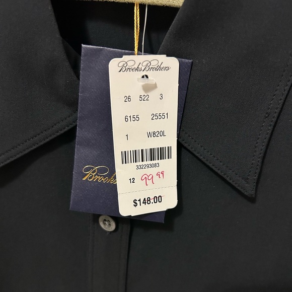 NWT Brooks Brothers, long sleeve silk shirt. Black. Size 12. Brand new! - Picture 5 of 10